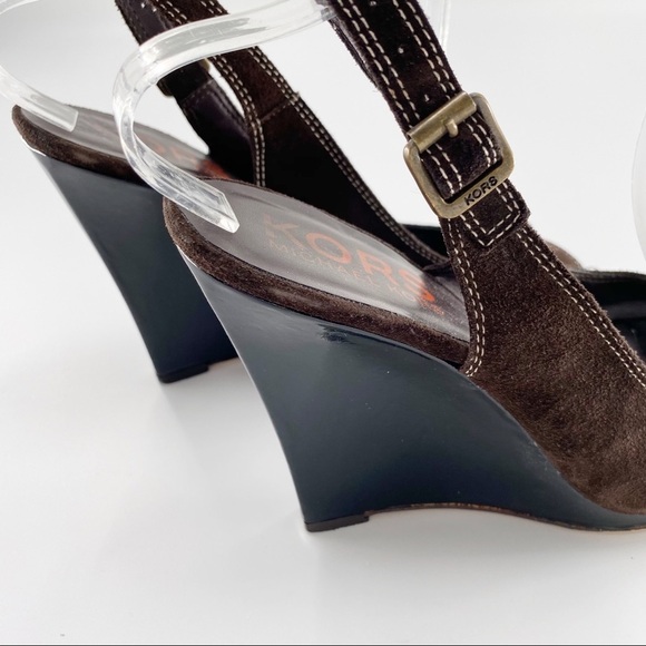 Michael Kors Brown Suede Slingback Wedge Size 8.5 - Picture 8 of 10